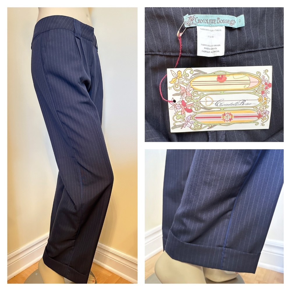 Chocolate Bossa navy pinstriped pants